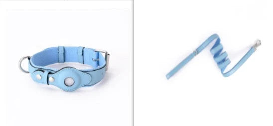 Pet Collar Leather & Fabric AirTag Pocket Adjustable Fit