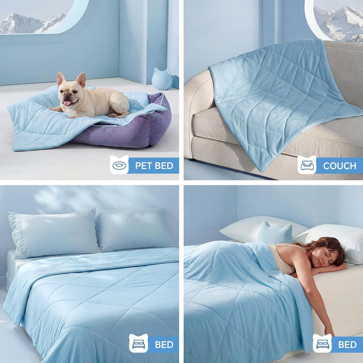 Pet Cooling Blanket Quilted Nylon Q-MAX Machine Washable