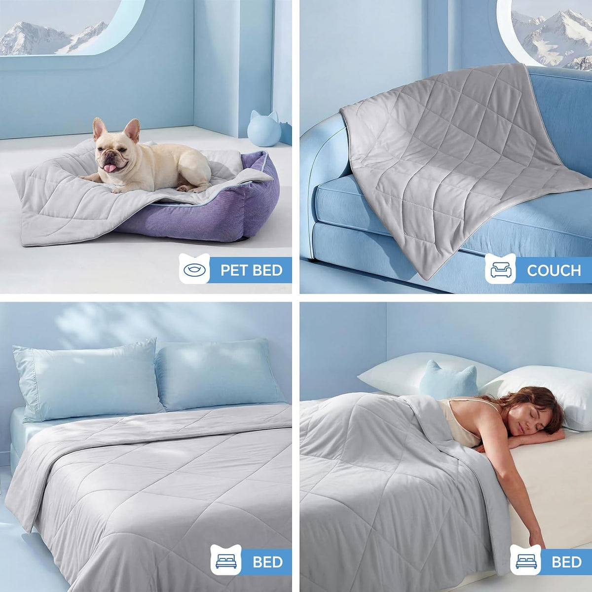 Pet Cooling Blanket Quilted Nylon Q-MAX Machine Washable