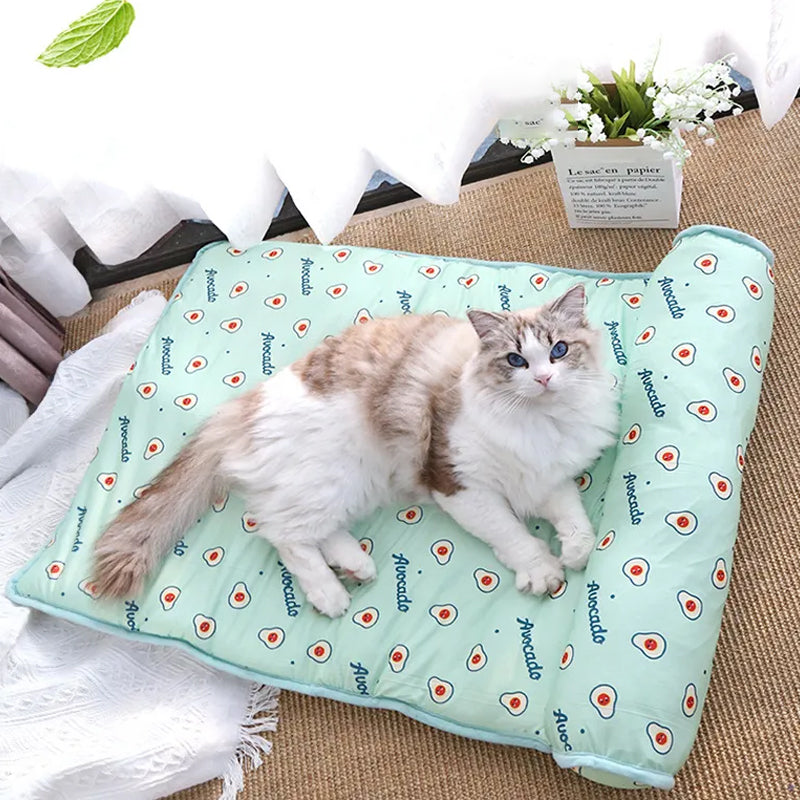 Pet Cooling Mat Self-Cooling Ice Silk & Plush Cotton