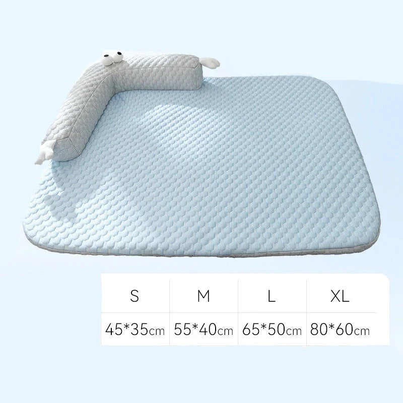Pet Cooling Mat Silk Top Plush Padding