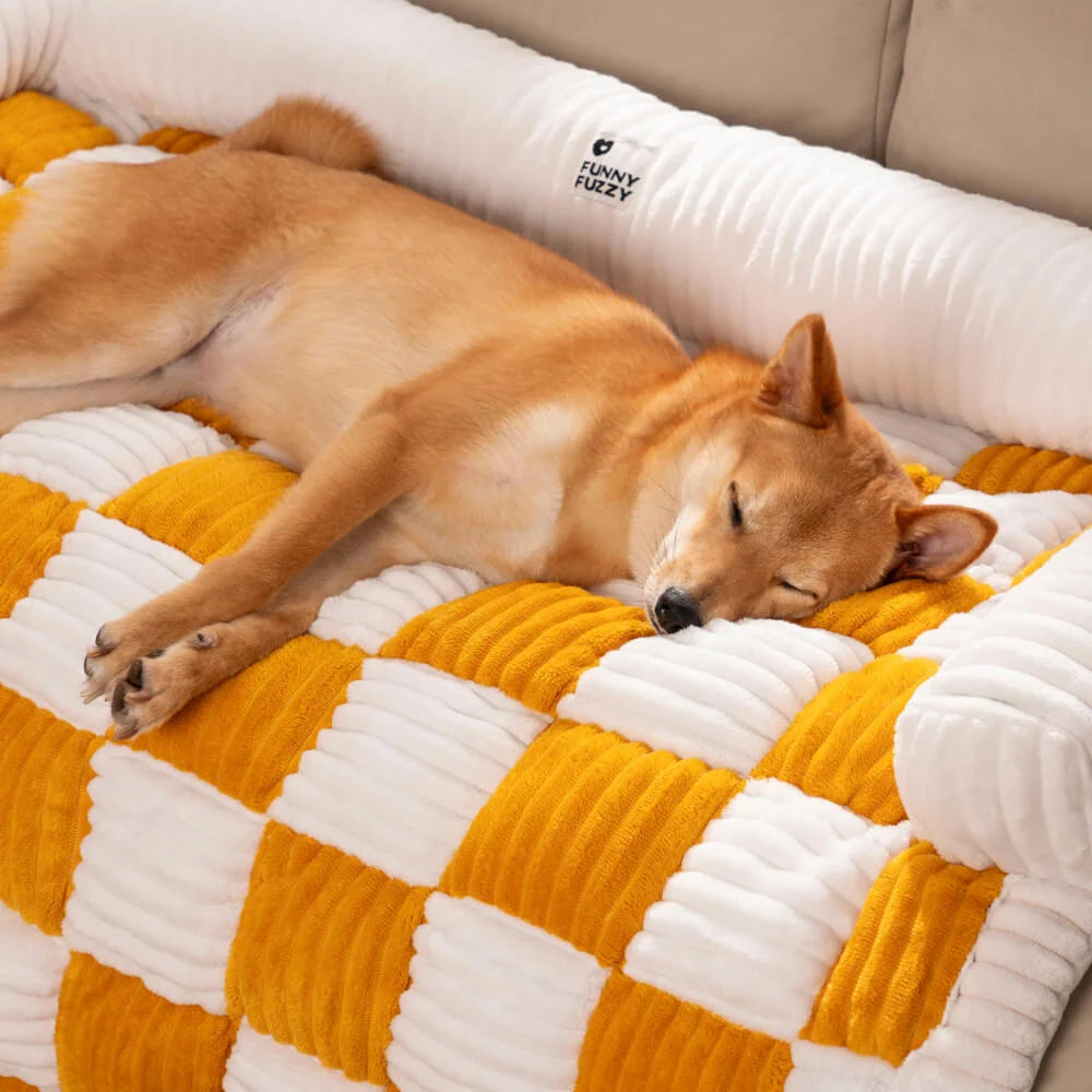 Pet Cushion Quilted Checkered Non-Slip Plush Fill