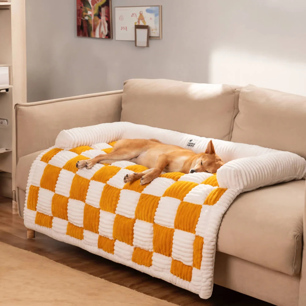 Pet Cushion Quilted Checkered Non-Slip Plush Fill
