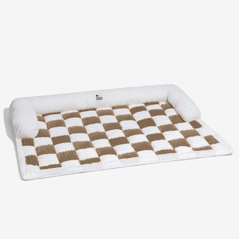Pet Cushion Quilted Checkered Non-Slip Plush Fill