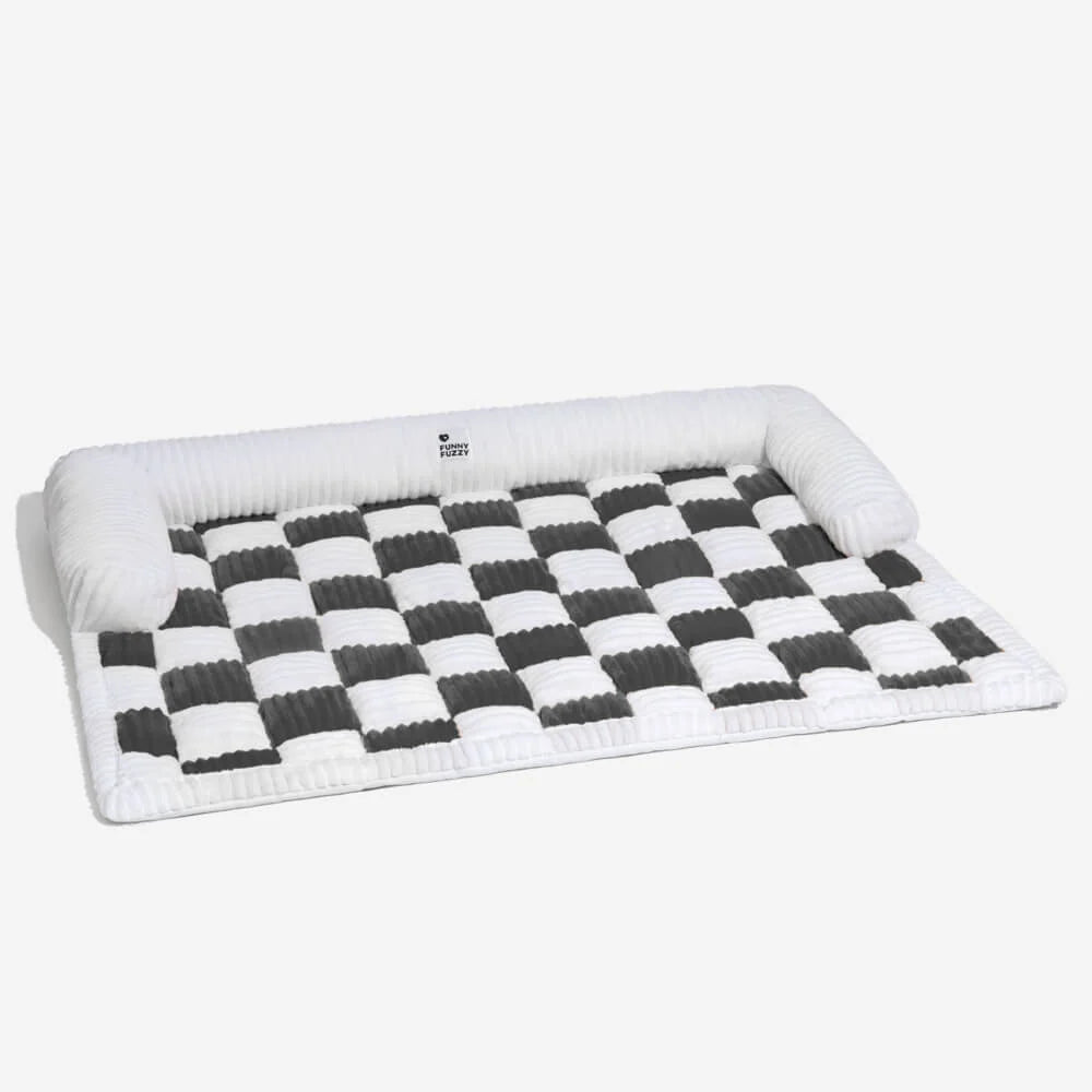 Pet Cushion Quilted Checkered Non-Slip Plush Fill