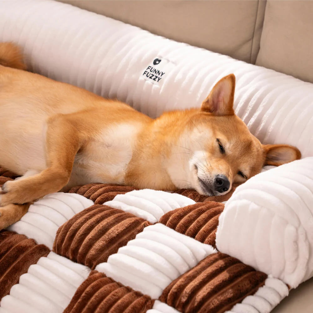 Pet Cushion Quilted Checkered Non-Slip Plush Fill