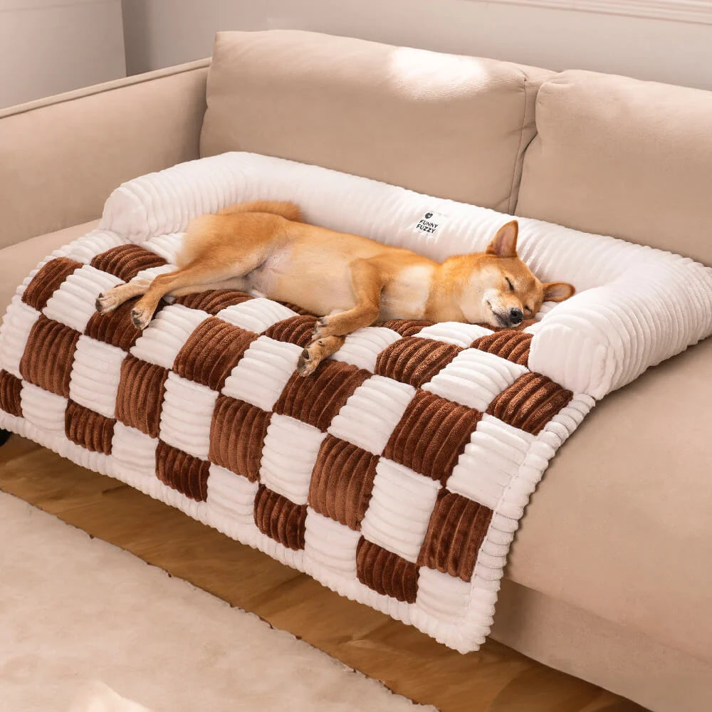 Pet Cushion Quilted Checkered Non-Slip Plush Fill