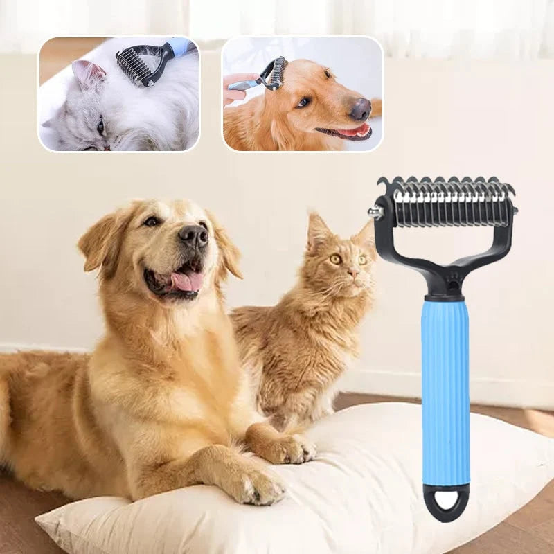 Pet Dematting Rake Double-Sided Curved Stainless Steel