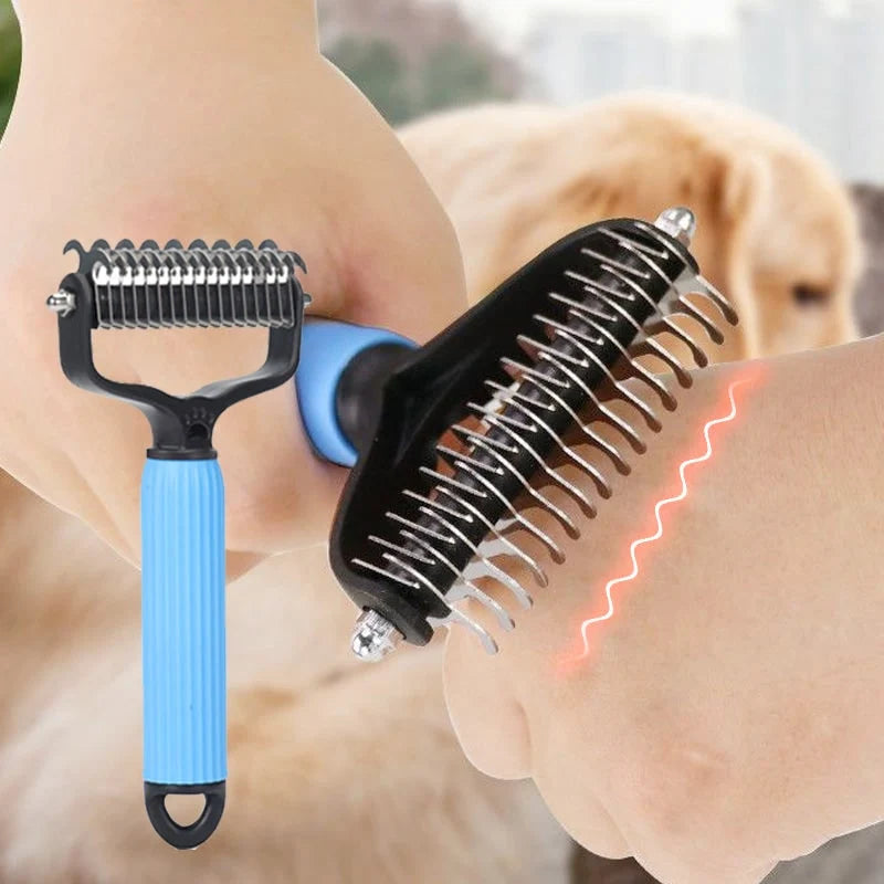 Pet Dematting Rake Double-Sided Curved Stainless Steel