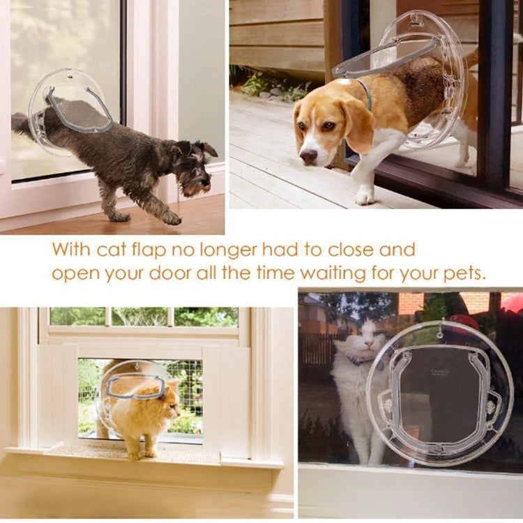 Pet Door 4-Way Lock & Weather-Resistant Seal Fits 27mm Glass