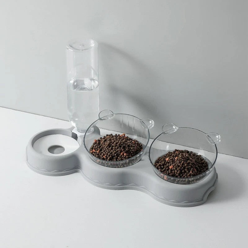 Pet Feeder 3-in-1 Automatic Water Dispenser Removable Bowls
