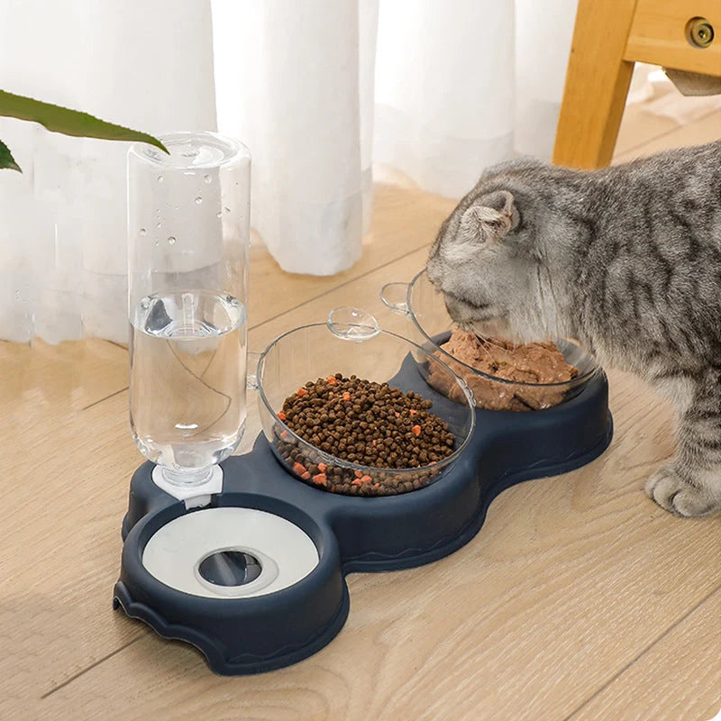 Pet Feeder 3-in-1 Automatic Water Dispenser Removable Bowls