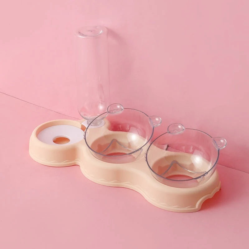 Pet Feeder 3-in-1 Automatic Water Dispenser Removable Bowls