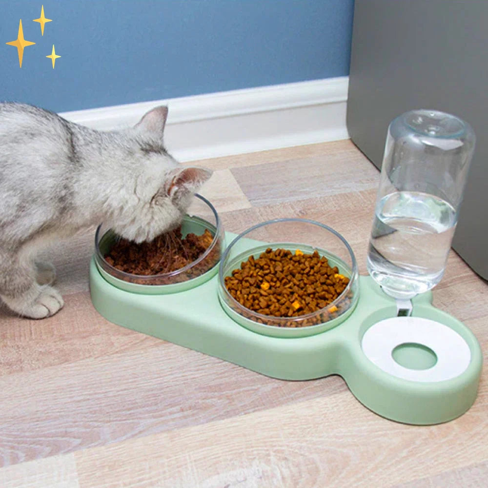 Pet Feeder Dual Bowl Food & Water Automatic Refill