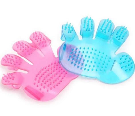 Pet Finger Grooming Brush Soft Rubber Bristles & Adjustable Fit
