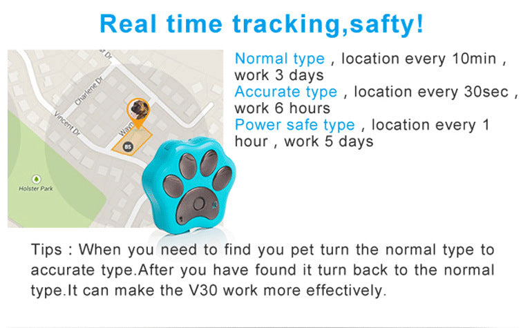 Pet GPS Tracker Real-Time Virtual Fence 800-Hour Battery