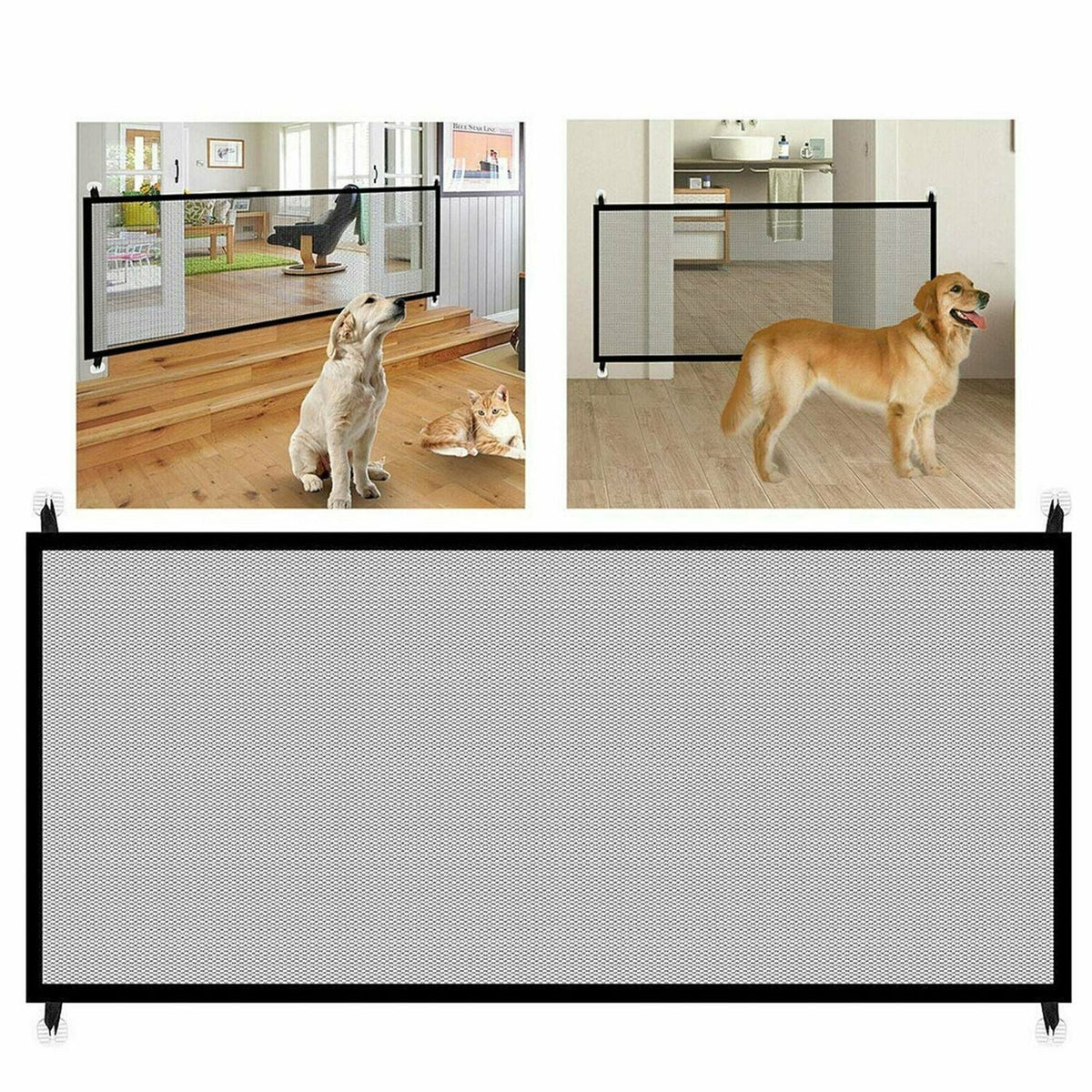 Pet Gate Retractable Mesh & Pressure-Mounted Expandable To 72 Inches