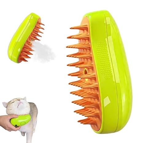 Pet Grooming Brush 3-In-1 Steam & Massage Silicone Bristles