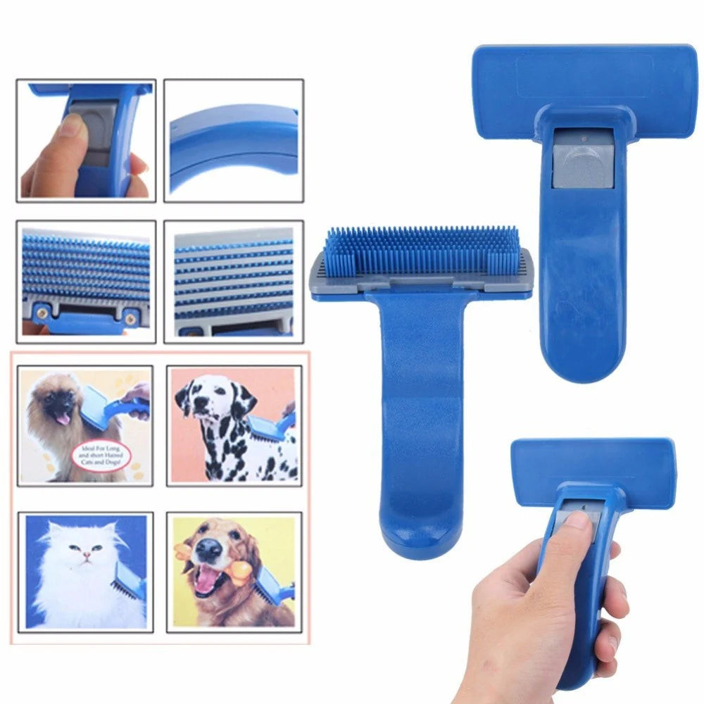 Pet Grooming Brush Deshedding & Massage Easy-Clean