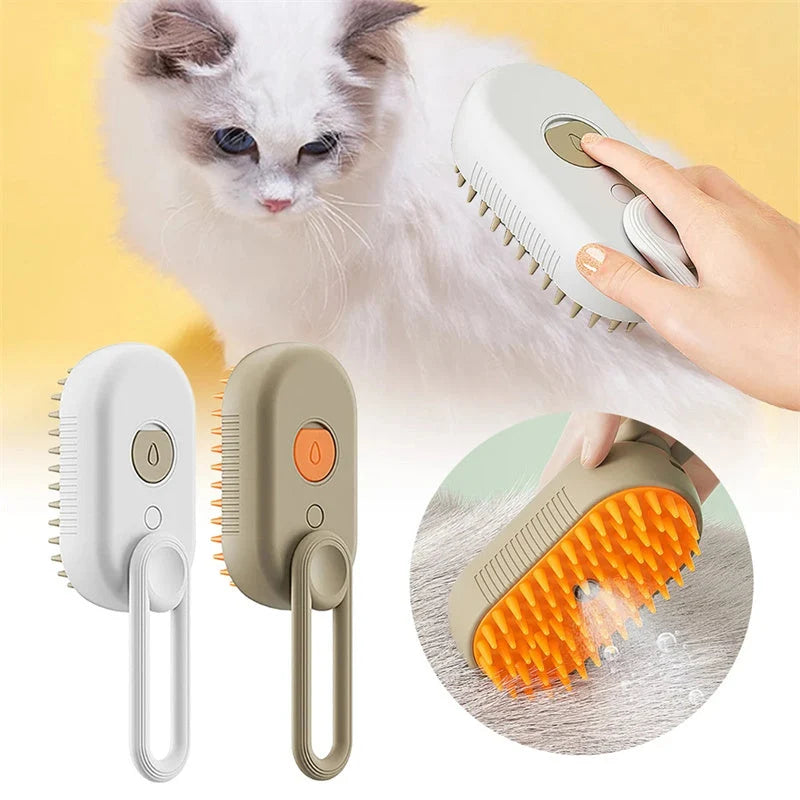 Pet Grooming Brush Steam De-Shedding Silicone Bristles