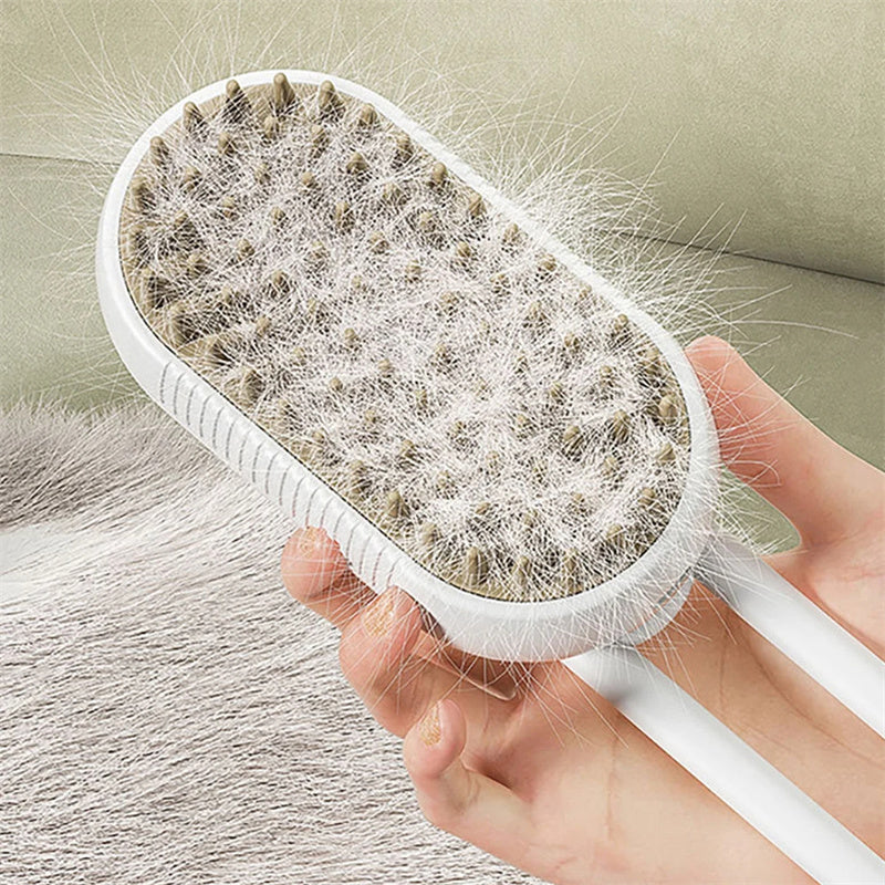 Pet Grooming Brush Steam De-Shedding Silicone Bristles
