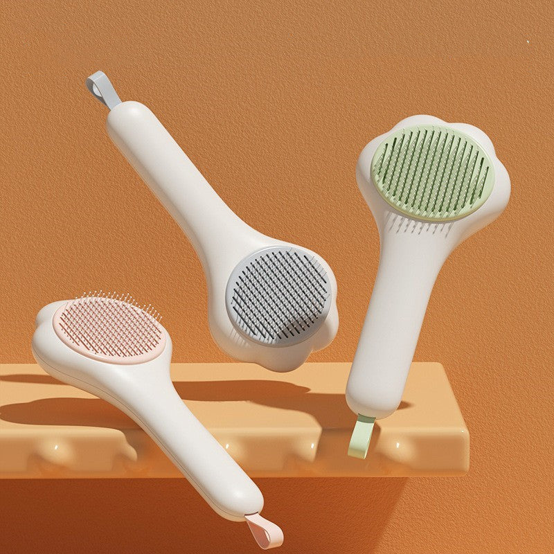 Pet Grooming Comb Self-Cleaning Stainless Steel Teeth