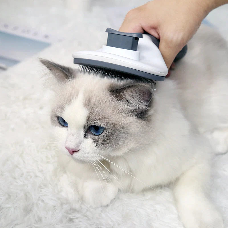 Pet Grooming Comb Stainless Steel One-Key Self-Cleaning
