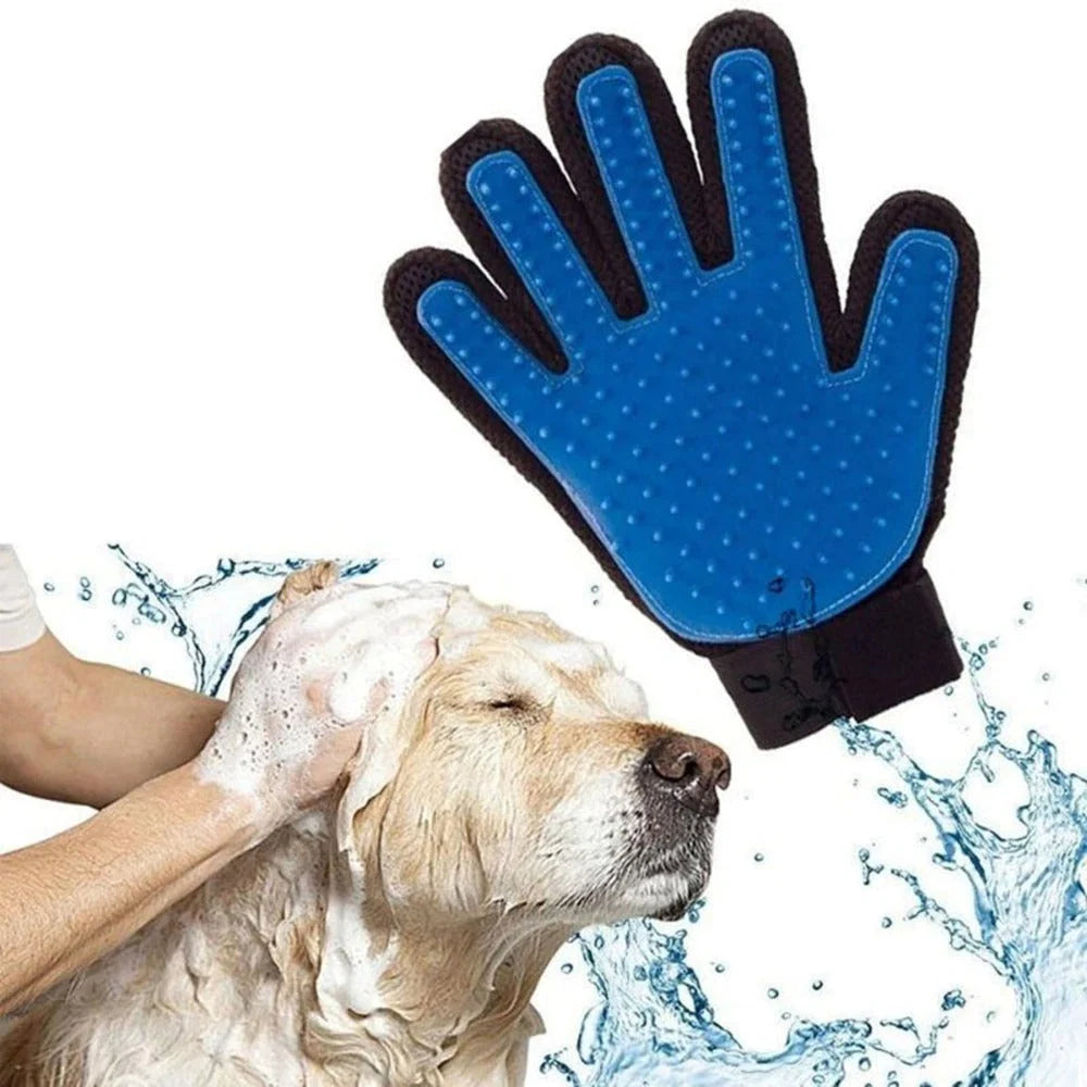 Pet Grooming Glove Five-Finger Deshedding Soft Rubber Tips