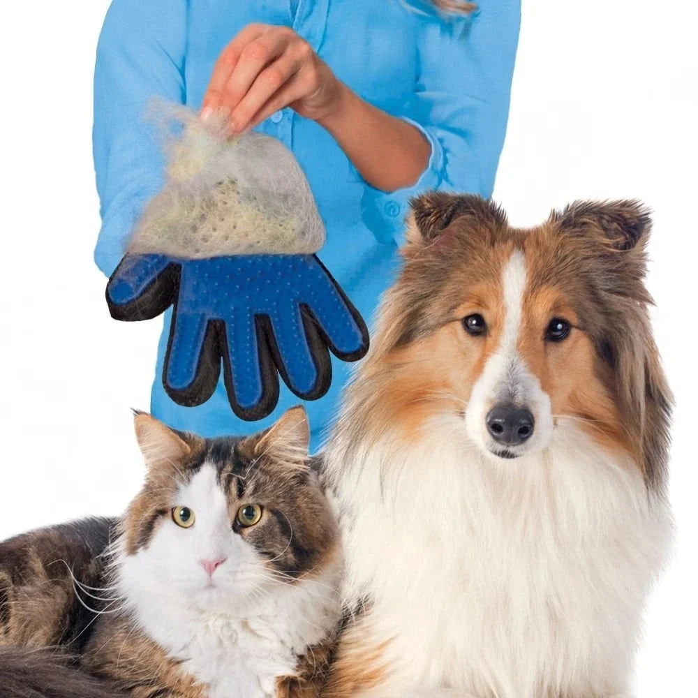 Pet Grooming Glove Five-Finger Deshedding Soft Rubber Tips