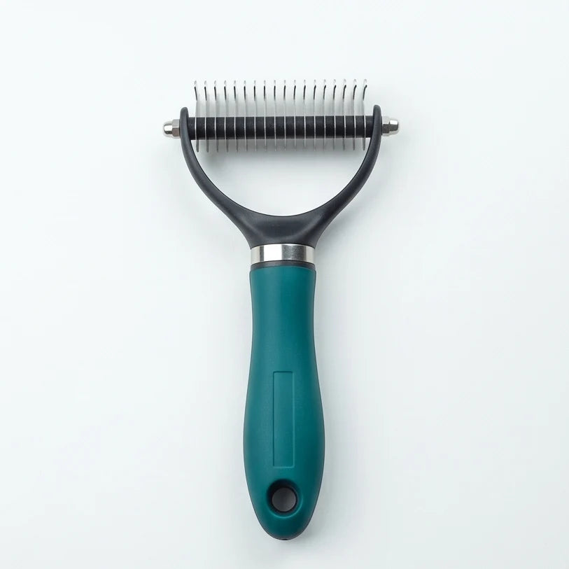 Pet Grooming Rake Double-Sided Rounded Tips Ergonomic Grip