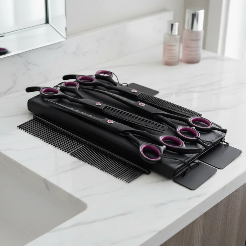 Pet Grooming Scissors Set Stainless Steel Ergonomic Handles