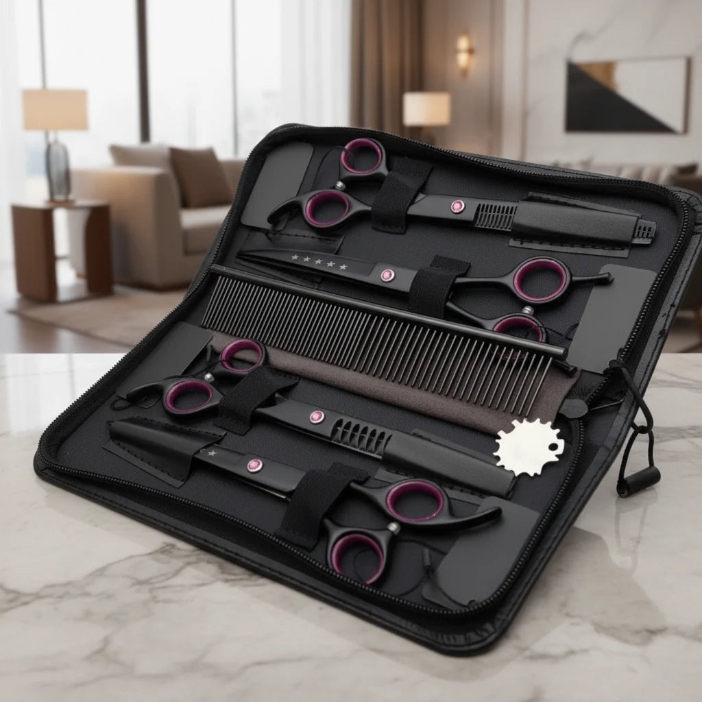 Pet Grooming Scissors Set Stainless Steel Ergonomic Handles