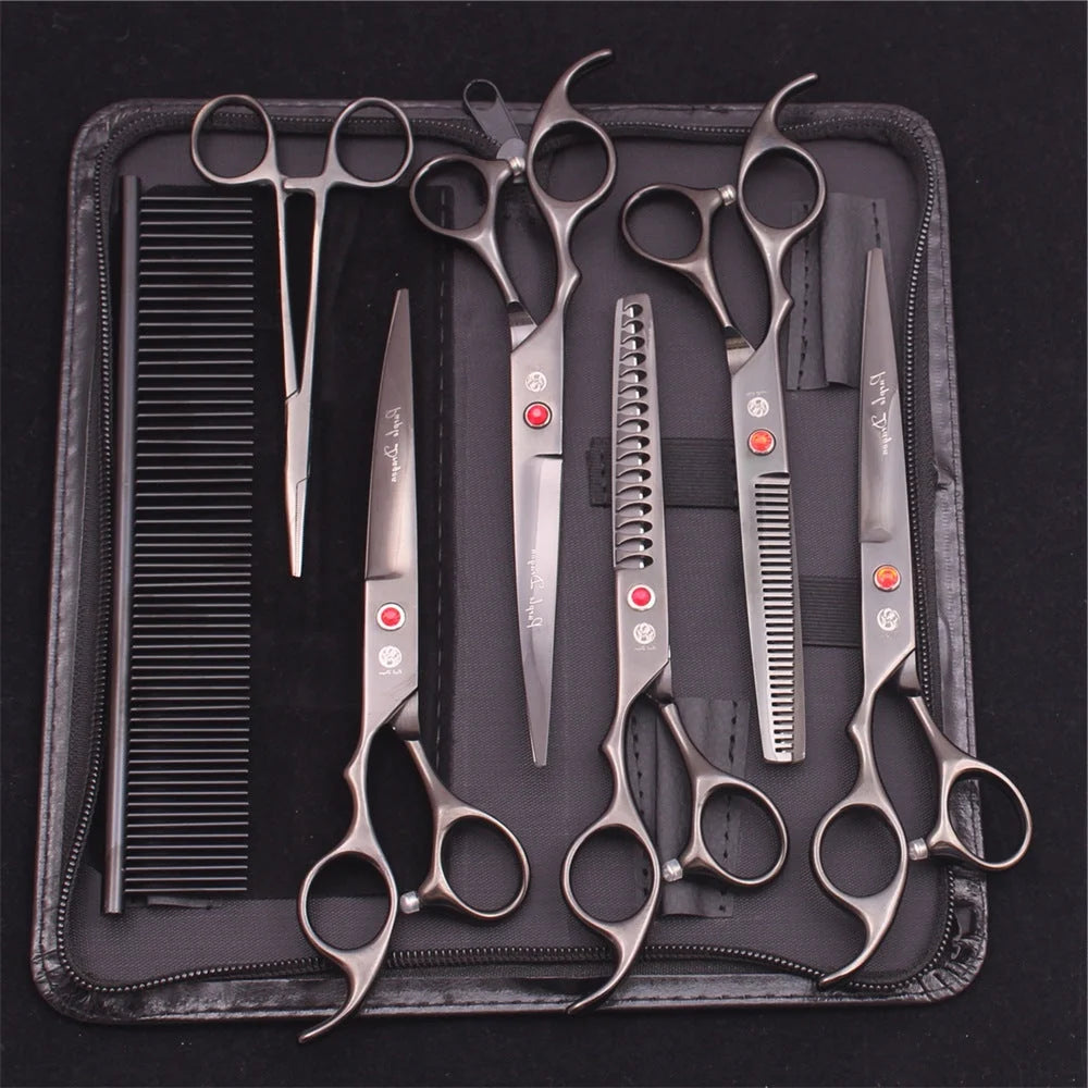 Pet Grooming Scissors Set Stainless Steel Straight & Thinning