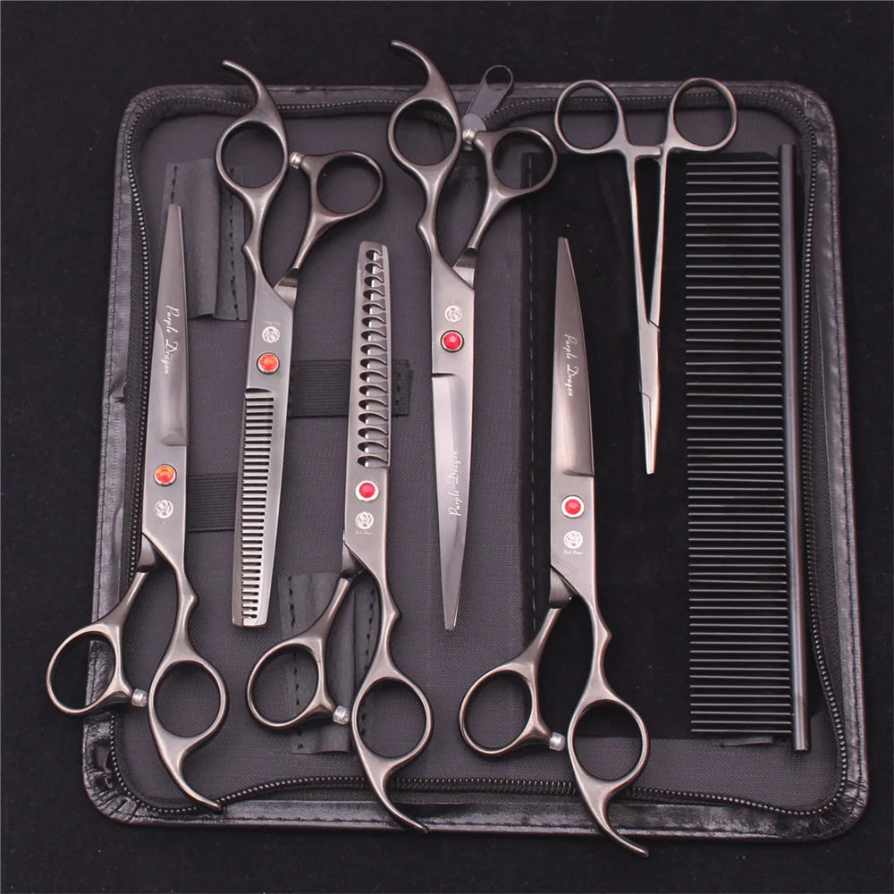 Pet Grooming Scissors Set Stainless Steel Straight & Thinning