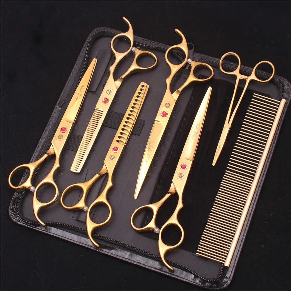 Pet Grooming Scissors Set Stainless Steel Straight & Thinning