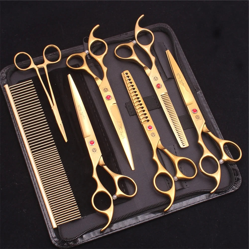 Pet Grooming Scissors Set Stainless Steel Straight & Thinning