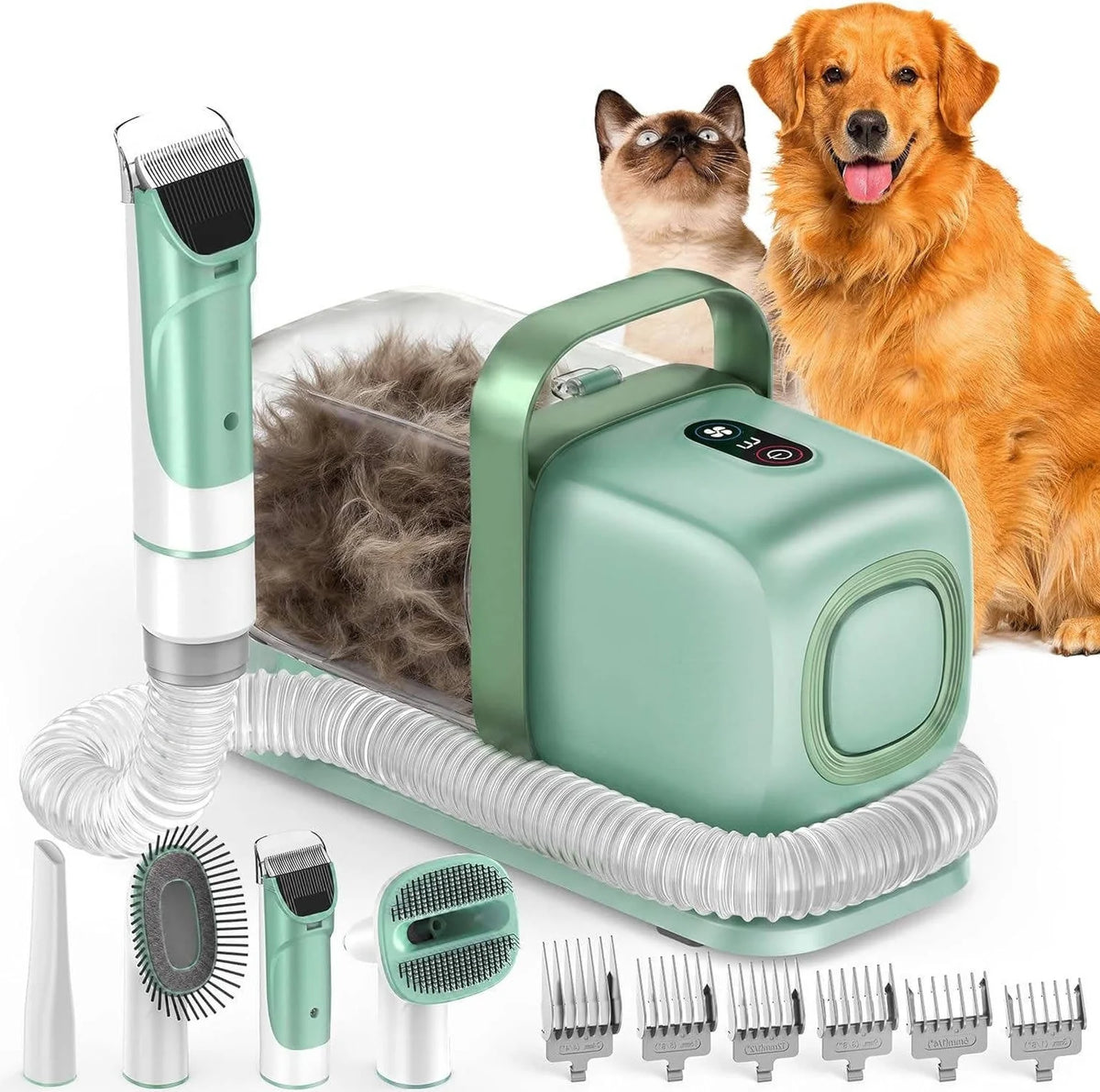 Pet Grooming Vacuum Kit 2-in-1 Clippers & Large Dustbin