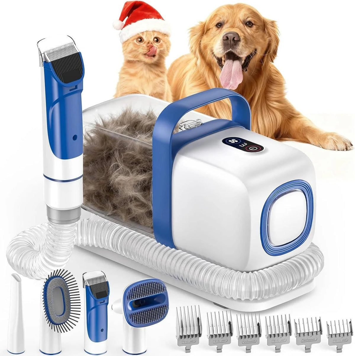 Pet Grooming Vacuum Kit 2-in-1 Clippers & Large Dustbin