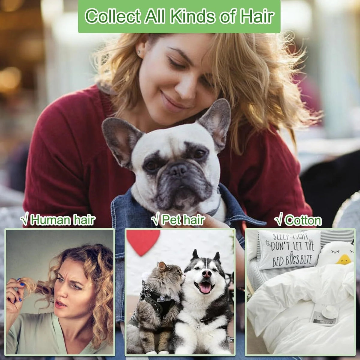 Pet Hair Remover Reusable Built-In Collector