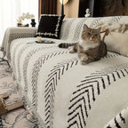 Pet-Hair & Scratch-Resistant Microfiber Sofa Cover (Chevron Print)