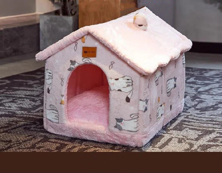 Pet House Self-Warming Plush Stable Base