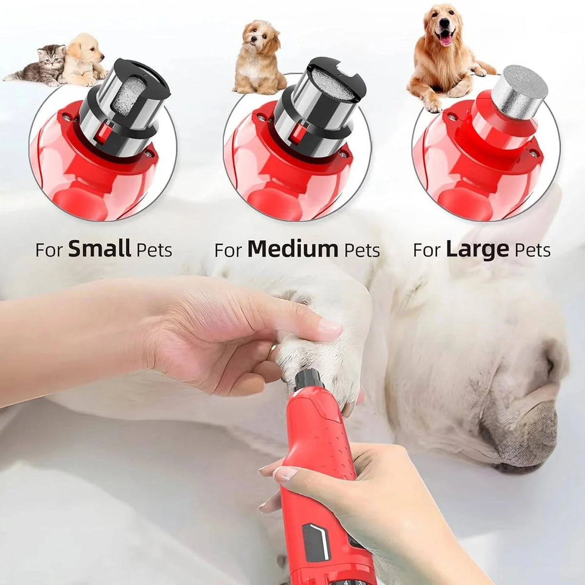 Pet Nail Grinder Dual LED USB Rechargeable Low-Noise