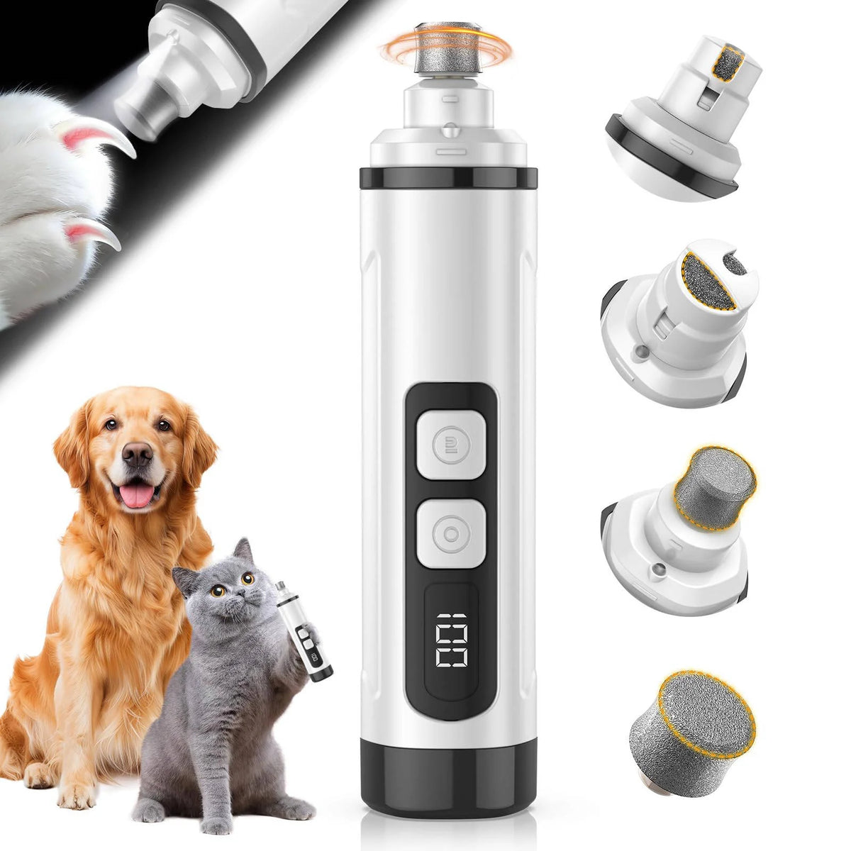 Pet Nail Grinder Rechargeable Quiet 3-Speed