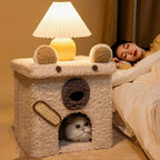 Pet Nest Semi-Enclosed Teddy Velvet Composite Wood Frame