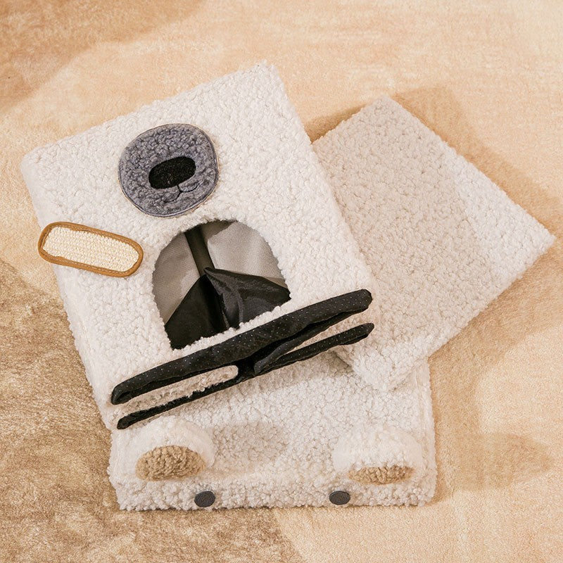 Pet Nest Semi-Enclosed Teddy Velvet Composite Wood Frame