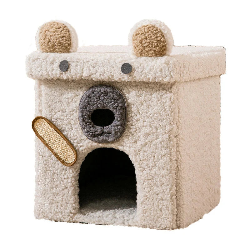 Pet Nest Semi-Enclosed Teddy Velvet Composite Wood Frame