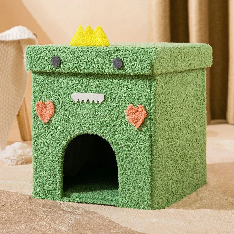 Pet Nest Semi-Enclosed Teddy Velvet Composite Wood Frame
