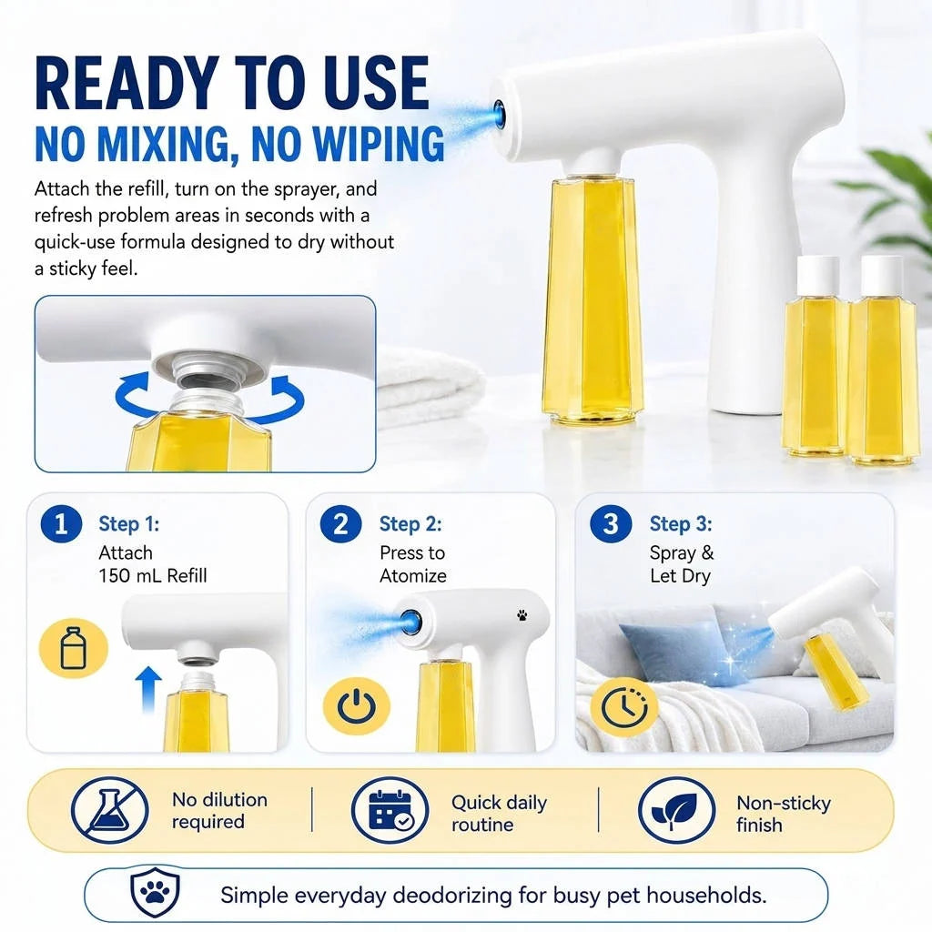 Pet Odor Eliminator Nano Mist Plant-Based 3 Refills