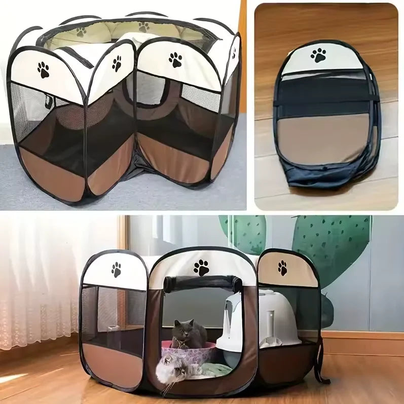 Pet Playpen Foldable Octagonal Breathable Mesh
