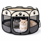 Pet Playpen Foldable Oxford Cloth Breathable Mesh